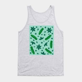 Cactus & Green Leaves Botanical Emerald Color Pattern Tank Top